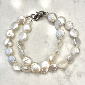 Disc Pearl Double Strand Bracelet